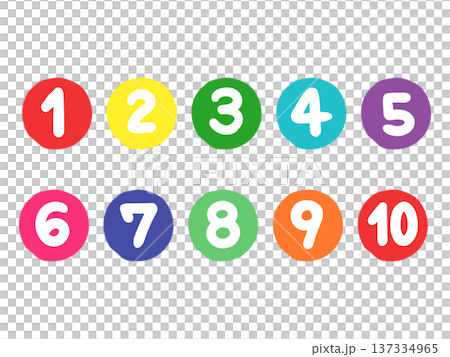 カラフルな数字アイコン ベクター カラフルな数字アイコン ベクター 137334965