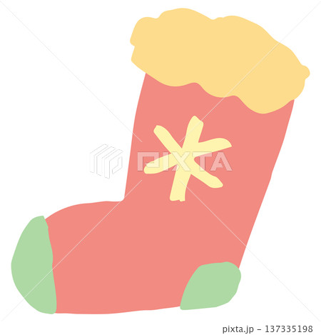 12月の園だよりに使いやすい シンプル手書き素材シリーズ｜靴下(クリスマス) 137335198