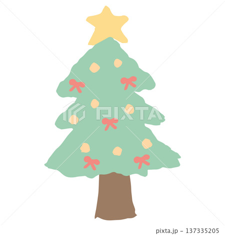 12月の園だよりに使いやすい シンプル手書き素材シリーズ｜クリスマスツリー 137335205