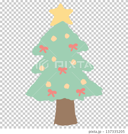 12月の園だよりに使いやすい シンプル手書き素材シリーズ｜クリスマスツリー 137335205