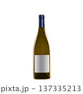 white wine bottle with blank label isolated on white background. 137335213