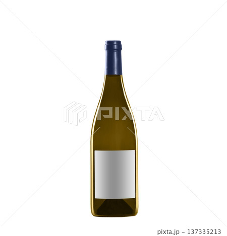 white wine bottle with blank label isolated on white background. white wine bottle with blank label isolated on white background. 137335213
