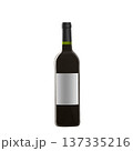 red wine bottle with blank label isolated on white background. 137335216
