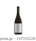 red wine bottle with blank label isolated on white background. 137335220