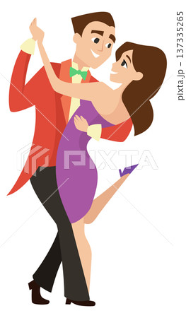 Party dancers. Passion man and woman pose cartoon icon 137335265