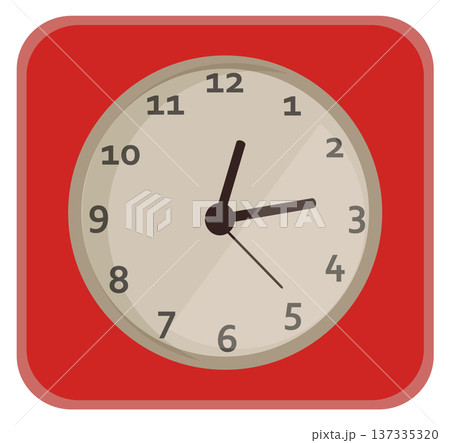 Round dial clock. Red wall watch icon 137335320