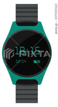 Wearable electronic accessory. Wristwatch round screen gadget Wearable electronic accessory. Wristwatch round screen gadget 137335322