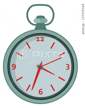 Stopwatch icon. Red arrow metal color clock 137335324