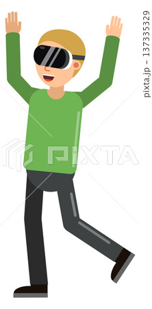 Virtual reality headset using for futuristic game play 137335329