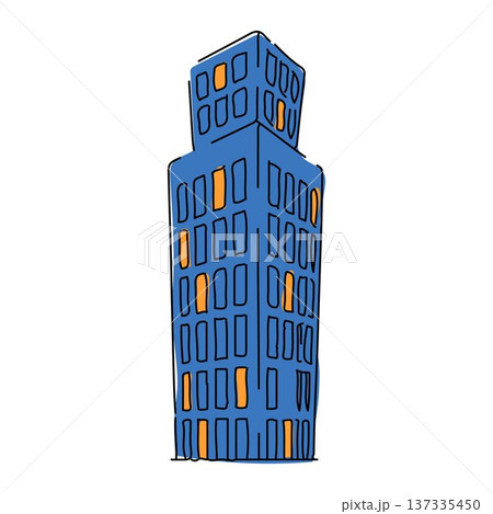 Hand Drawn Blue Skyscraper Building Illustration Hand Drawn Blue Skyscraper Building Illustration 137335450