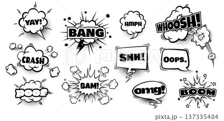 Comic sound effect balloons set isolated on white 137335484