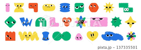 Cute funny faces with eyes and different emotions 137335501