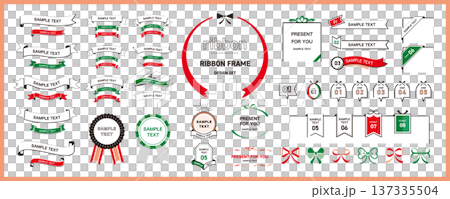 簡單易用！絲帶設計邊框素材套裝（標題、標題、邊框）/聖誕節 137335504