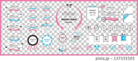 簡單易用！絲帶設計邊框素材套裝（標題、標題、邊框）/ 春夏 137335505
