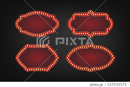 Vintage casino show bulb frame, glowing signboard 137335575