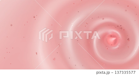 Cream strawberry yogurt swirl with small particles 137335577