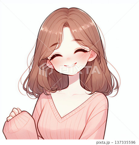 ニコニコ微笑む可愛い女の子イラスト 137335596