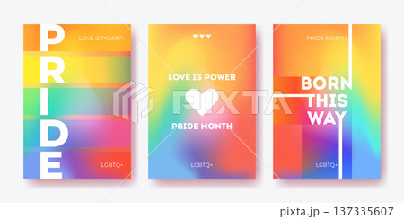 Pride month poster with rainbow gradient bg Pride month poster with rainbow gradient bg 137335607