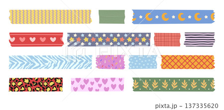 Washi tape pieces with cute patterns Washi tape pieces with cute patterns 137335620