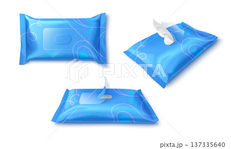 White wet wipe package mockup, 3d realistic White wet wipe package mockup, 3d realistic 137335640