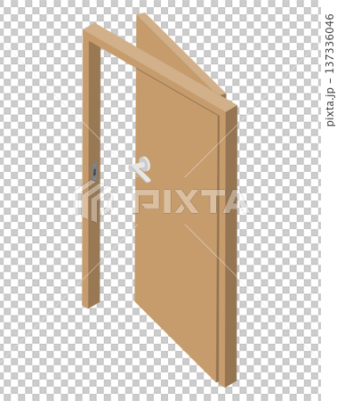 Slightly open door isometric Slightly open door isometric 137336046