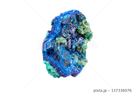 Natural Blue Azurite with Green Malachite Crystal Cluster 137336076