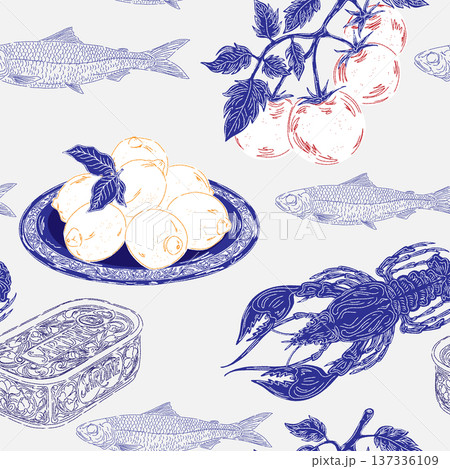 exotic fruits wild fruit in vintage style 137336109