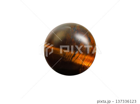 Elegant Tiger Eye Orb on White Isolated Background 137336123