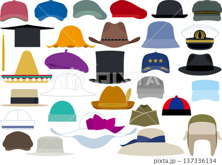 色々な種類の帽子のイラストセット 137336134