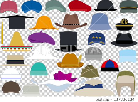 各種帽子的插圖集 137336134