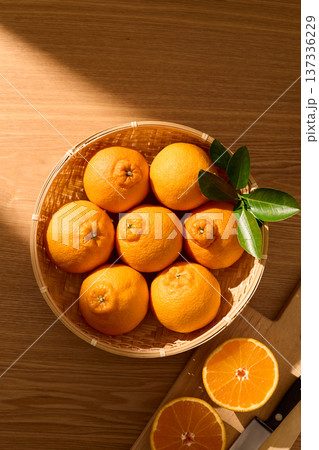 かごに盛ったデコポン かごに盛ったデコポン 137336229