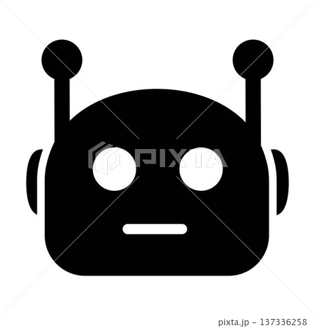 Cute chatbot head mascot vector icon minimal solid black ai robot bot face illustration for tech app ui Cute chatbot head mascot vector icon minimal solid black ai robot bot face illustration for tech app ui 137336258