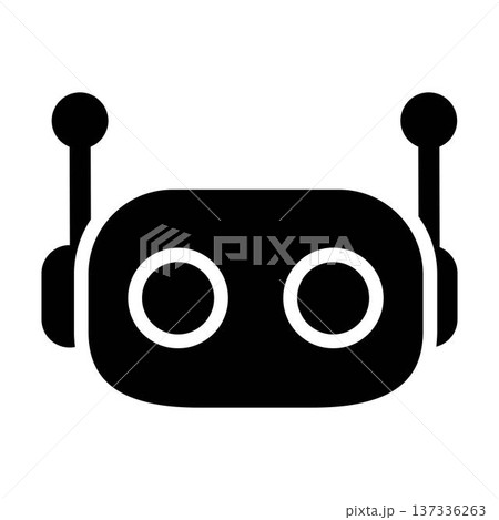 Cute ai robot head vector illustration minimal flat solid black bot face mascot icon for technology app 137336263
