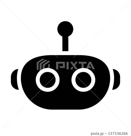 Ai chatbot mascot vector illustration cute minimal solid black robot bot face icon for technology ui 137336266