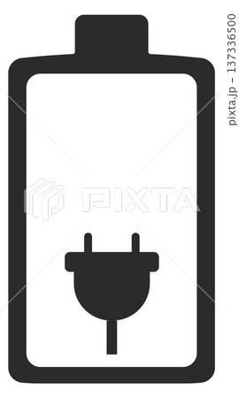 Electric plug power in battery black line icon 137336500