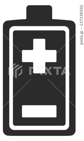 Accumulator black icon. Alkaline battery electric component Accumulator black icon. Alkaline battery electric component 137336502