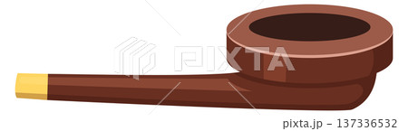 Smoking pipe icon. Tobacco addiction wooden accessory Smoking pipe icon. Tobacco addiction wooden accessory 137336532