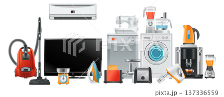 House electronics group. Modern lifestyle technology concept 137336559