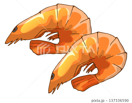 Shrimps icon. Seafood color drawing. Shellfish food 137336590