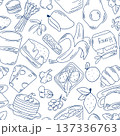 Breakfast food seamless pattern doodle sketch 137336763