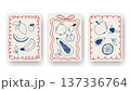 Set posters with fruit and whimsical frames in  Mediterranean style 137336764