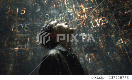 情報を浴びる男性 137336778