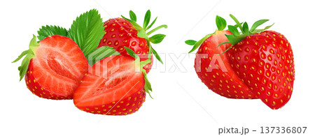 Strawberry isolated on white background. Fresh berry with depth of field Strawberry isolated on white background. Fresh berry with depth of field 137336807