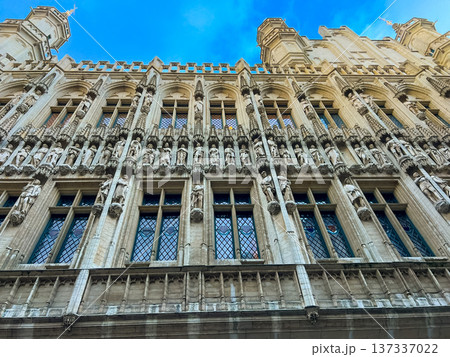 Intricate architectural details of the iconic brussels town hall in belgium Intricate architectural details of the iconic brussels town hall in belgium 137337022