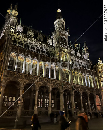 Christmas Time in Grand Place, Brussels, Belgium Surrounded by Holiday Lights Christmas Time in Grand Place, Brussels, Belgium Surrounded by Holiday Lights 137337075