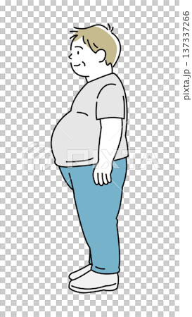 ぽっこりお腹の男性　中年太り 137337266