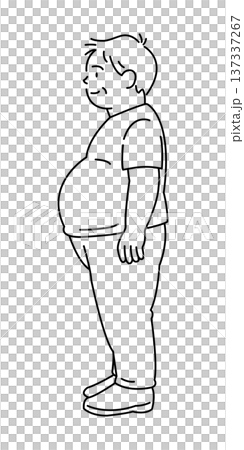男性腹脹、中年肥胖 137337267