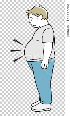 ぽっこりお腹の男性　中年太り 137337268