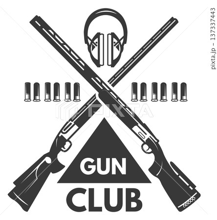 Gun club logo. Shooting sport black emblem 137337443