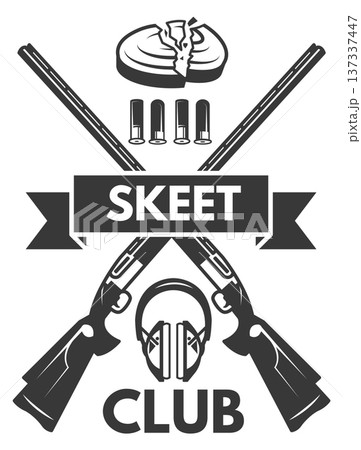 Skeet club black logo. Retro sport emblem 137337447